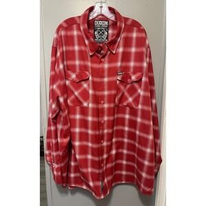 Dixxon Flannel Long Sleeve Shirt Red White Plaid Size 4X Men's